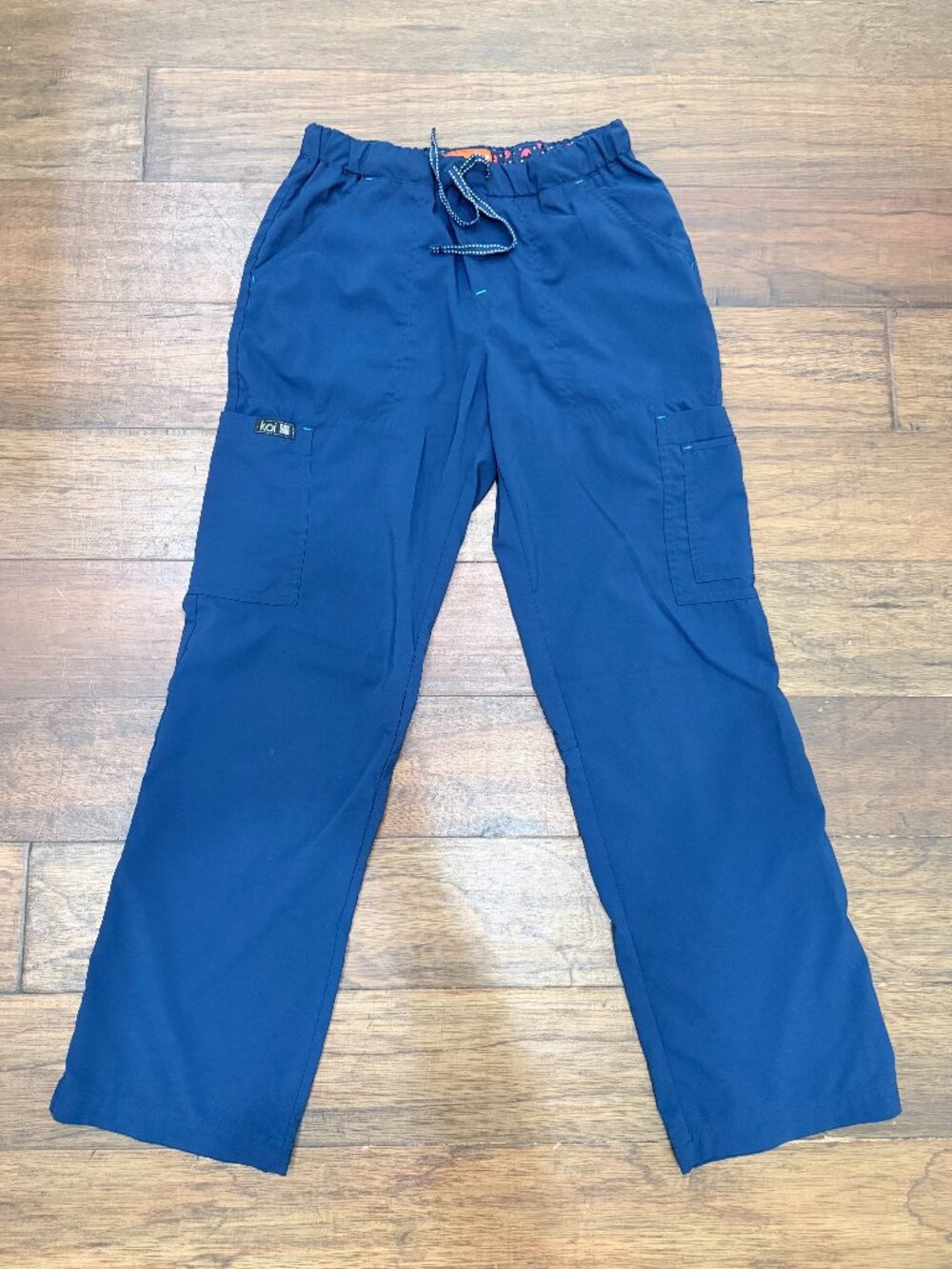 koi Basics Holly 731 Scrub Pants XS Petite Navy Blue Cargo Straight Leg 8 pocket